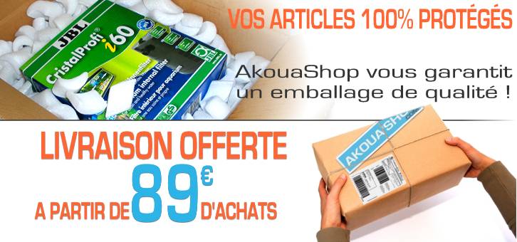Votre boutique d'aquariophilie en ligne vous offre les frais de port et vous garantit un emballage qualitatif